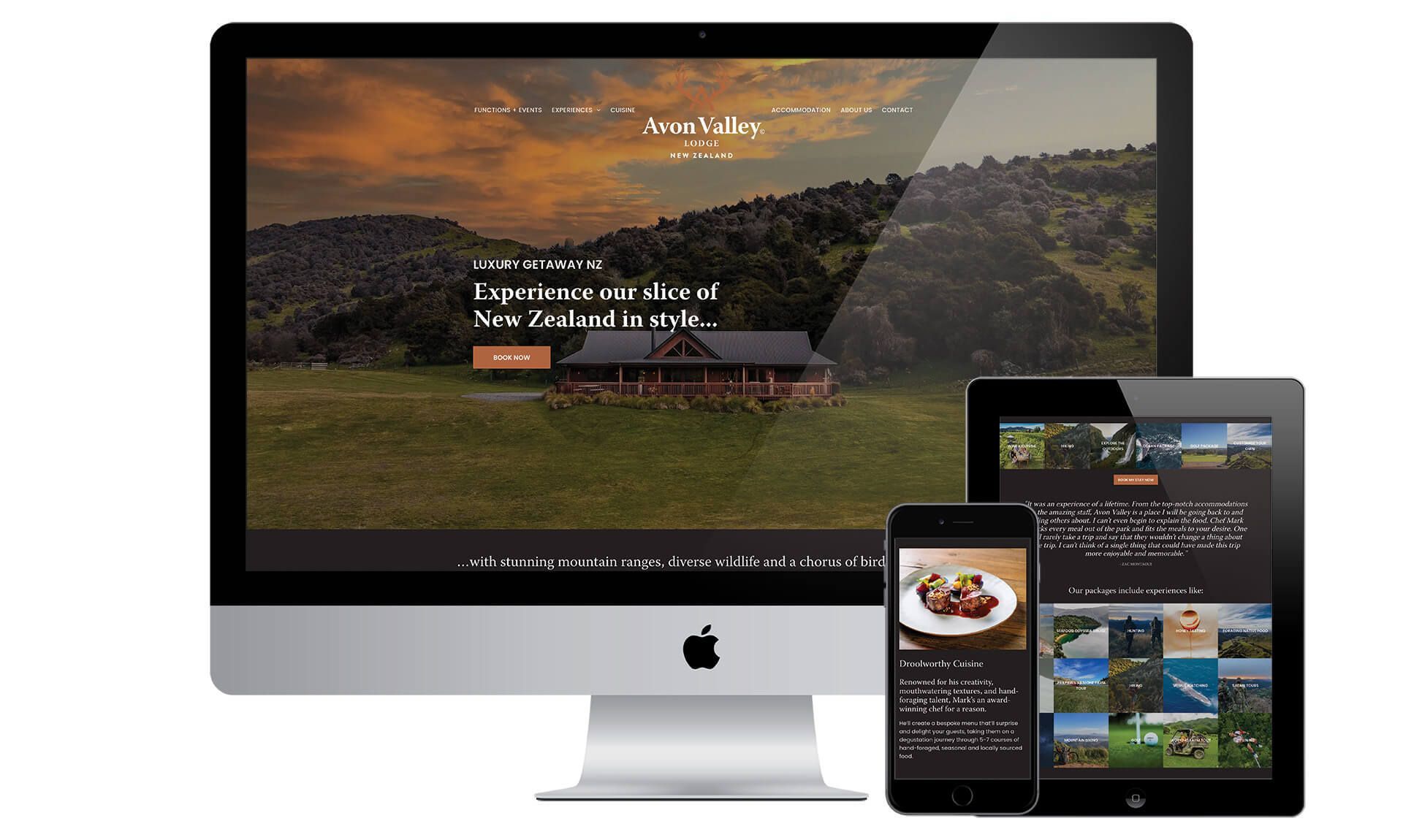 Avon Valley Lodge website designed by Vanilla Hayes creative design studio in Blenheim, Marlborough, New Zealand