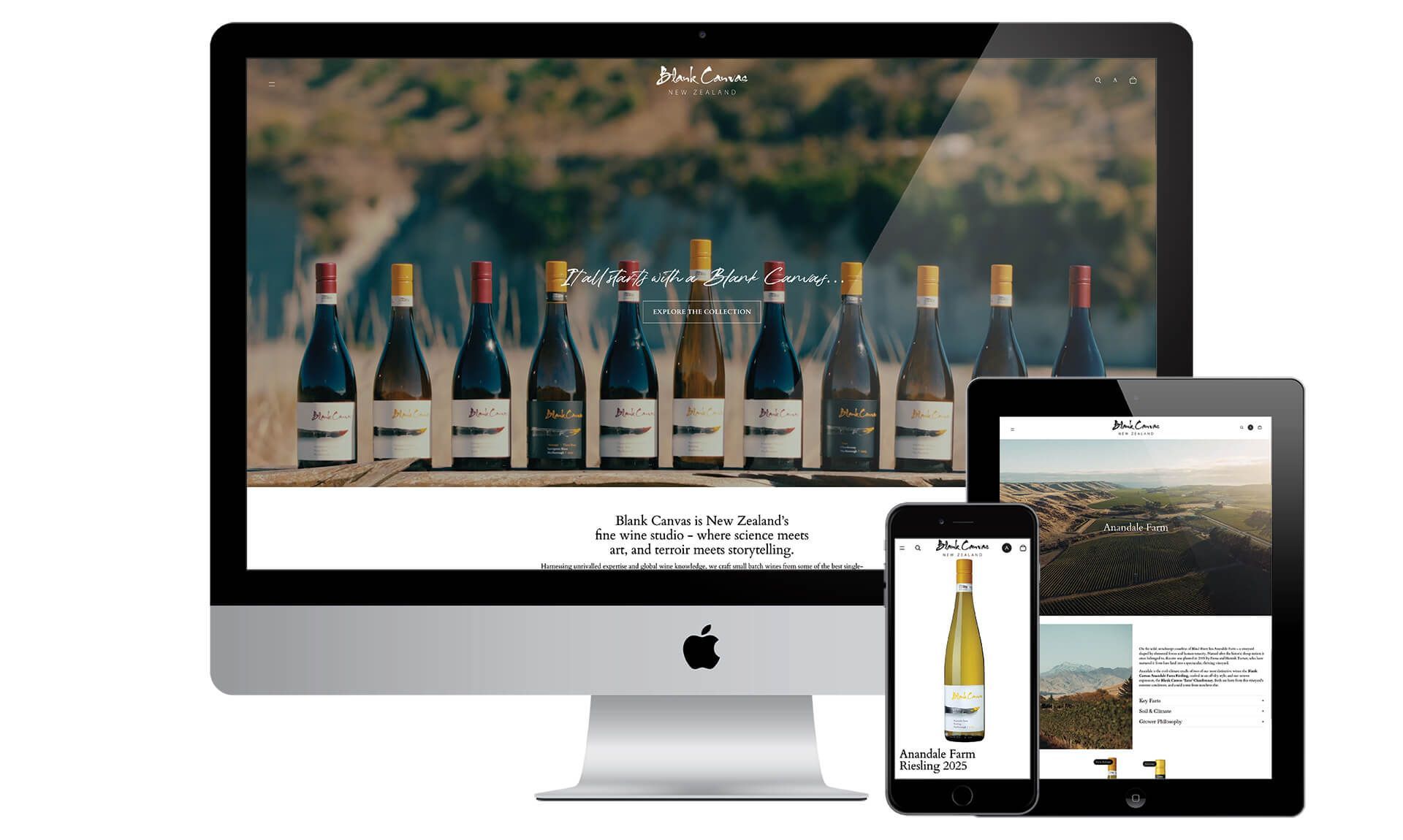 Blank Canvas Wines New Zealand website designed by Vanilla Hayes creative design studio in Blenheim, Marlborough, New Zealand