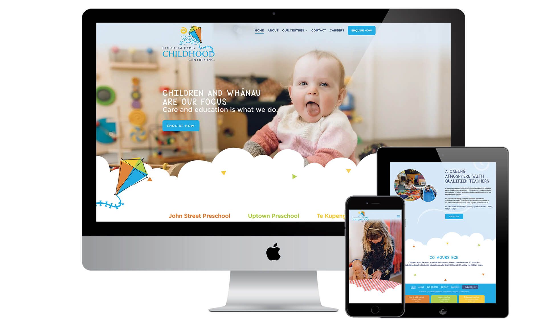 Blenheim Early Childhood Centres website designed by Vanilla Hayes creative graphic design  studio in Blenheim, Marlborough, New Zealand