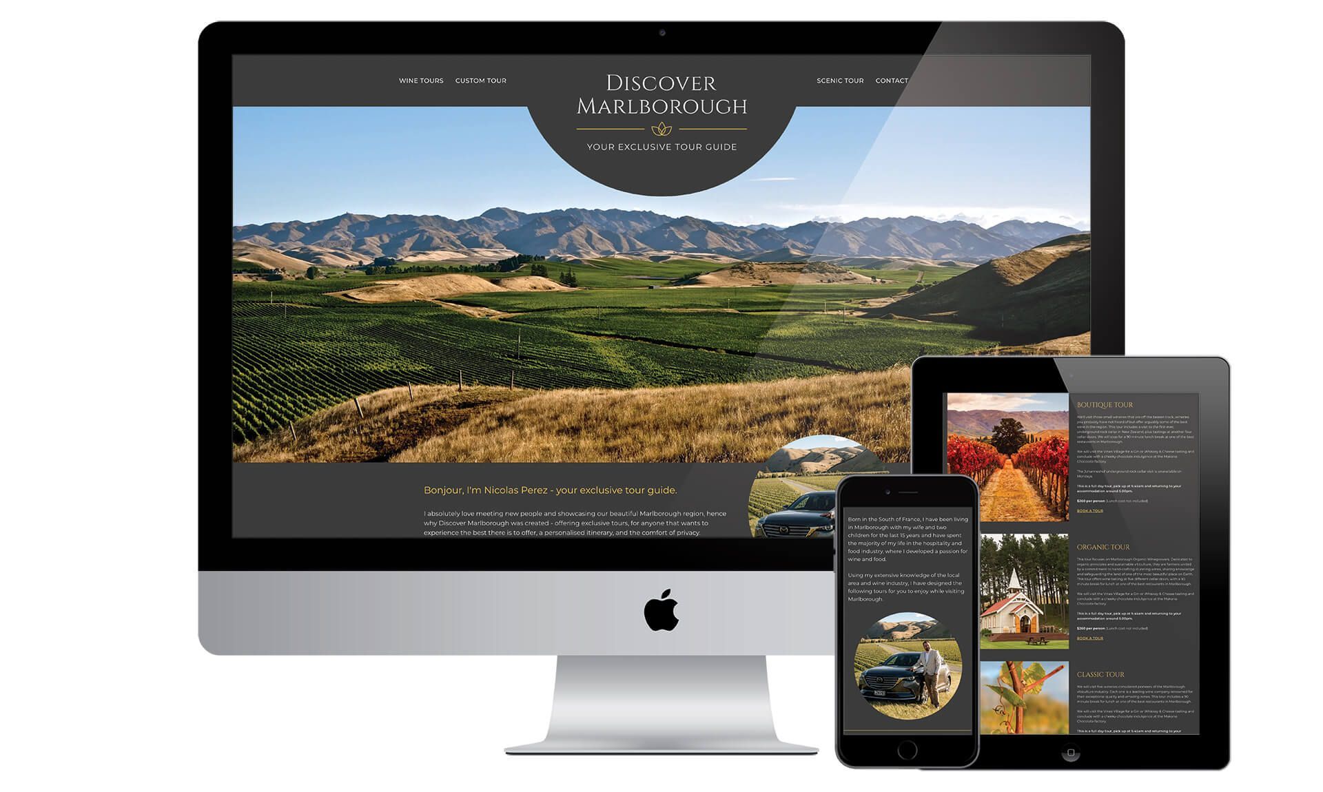 Discover Marlborough website designed by Vanilla Hayes creative graphic design  studio in Blenheim, Marlborough, New Zealand