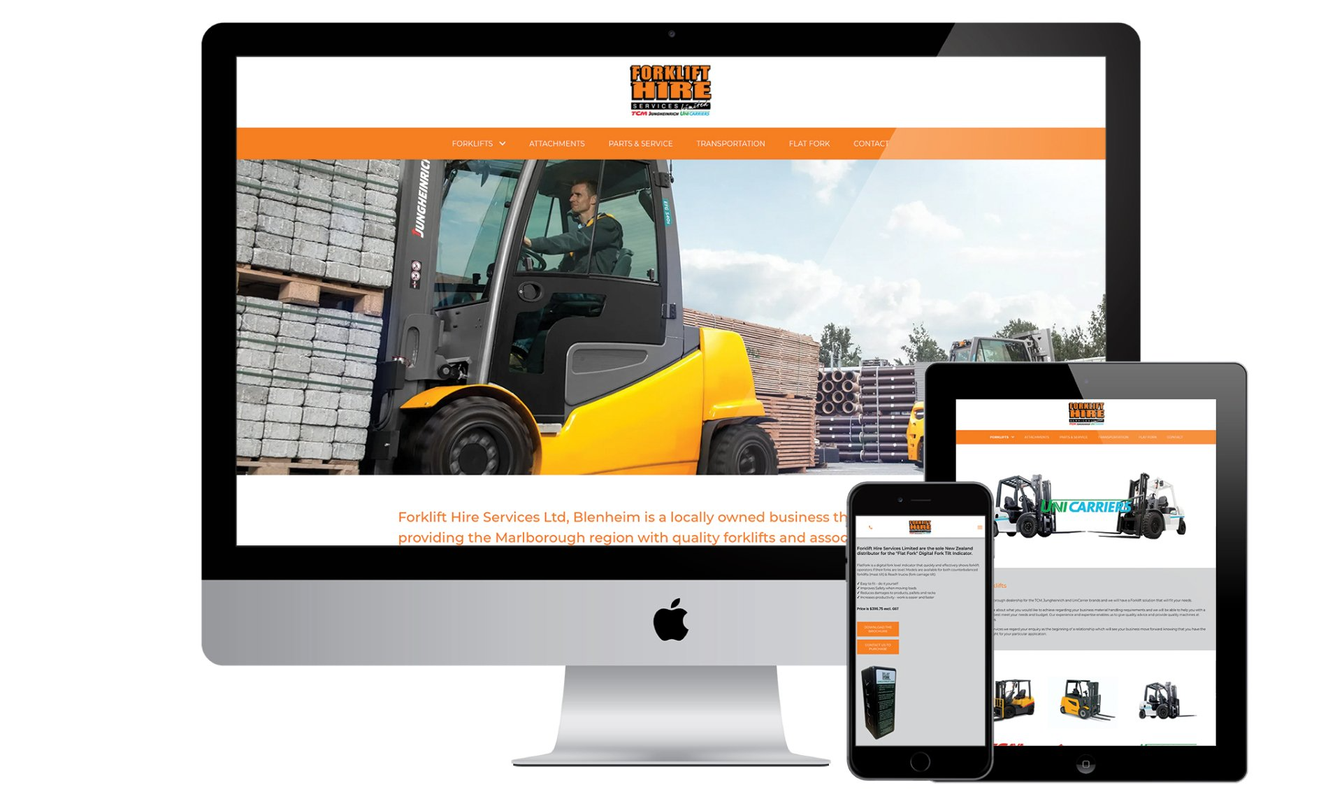 Forklift Hire Services website designed by Vanilla Hayes creative graphic design  studio in Blenheim, Marlborough, New Zealand