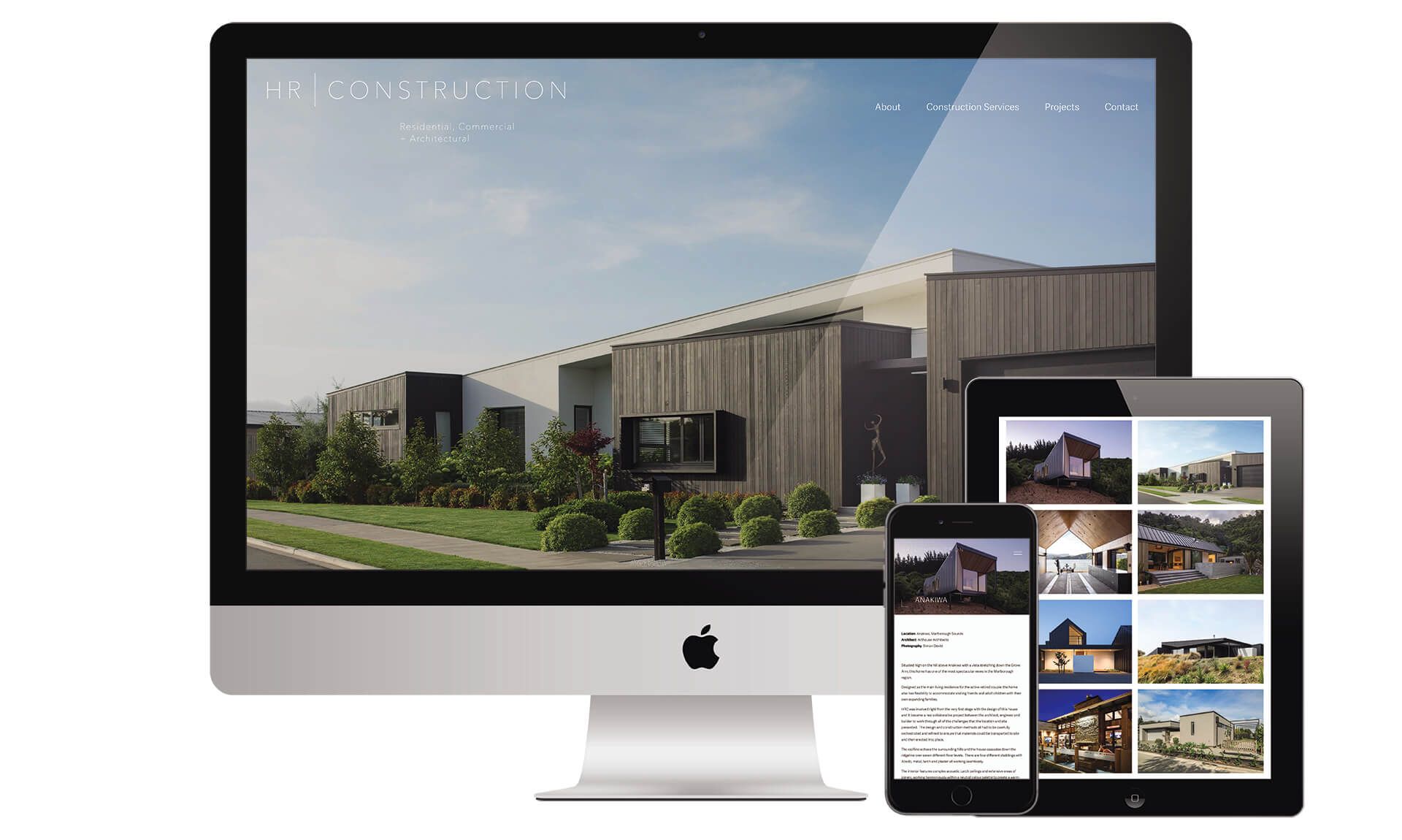 HR Construction website designed by Vanilla Hayes creative graphic design  studio in Blenheim, Marlborough, New Zealand