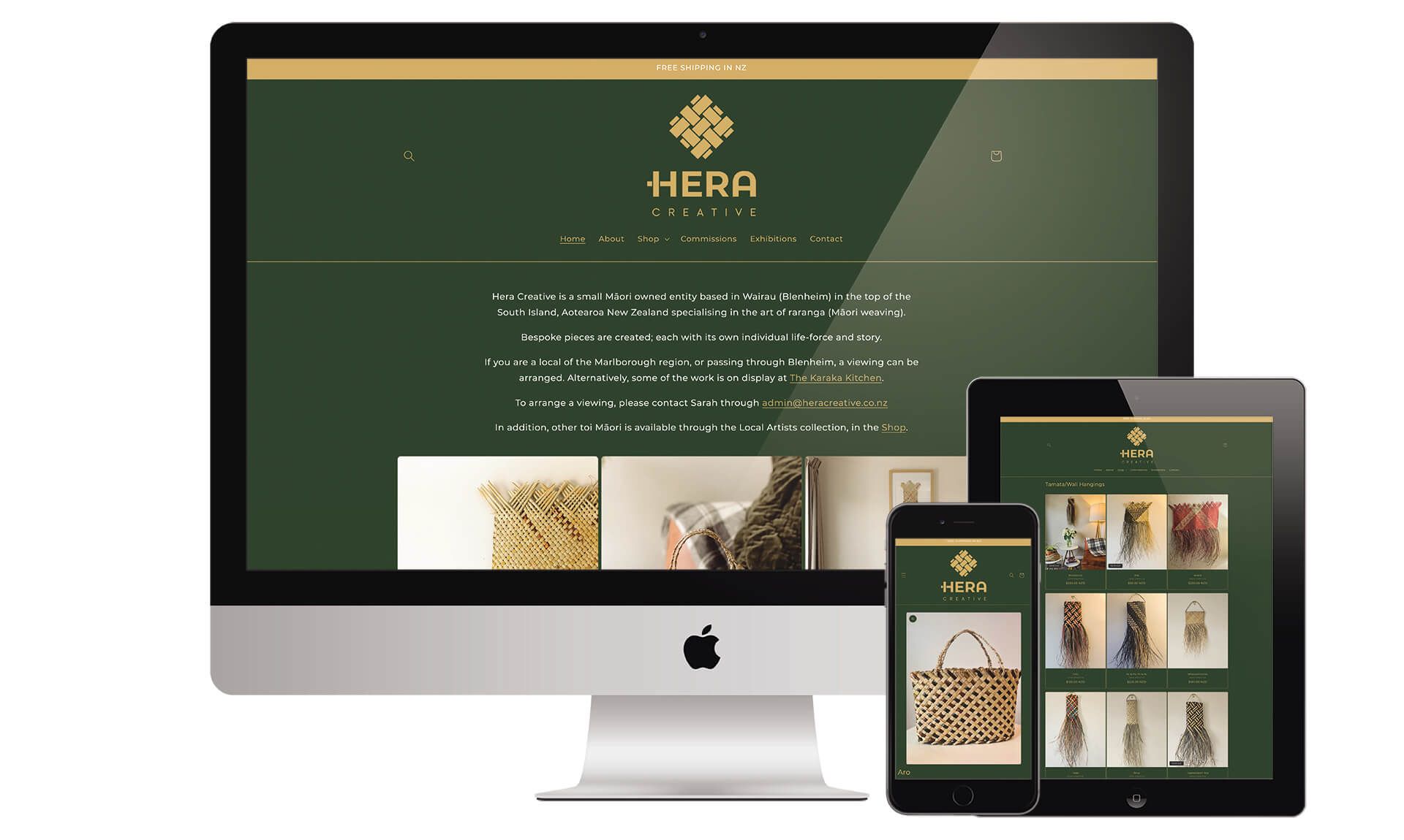 Hera Creative website designed by Vanilla Hayes creative graphic design  studio in Blenheim, Marlborough, New Zealand