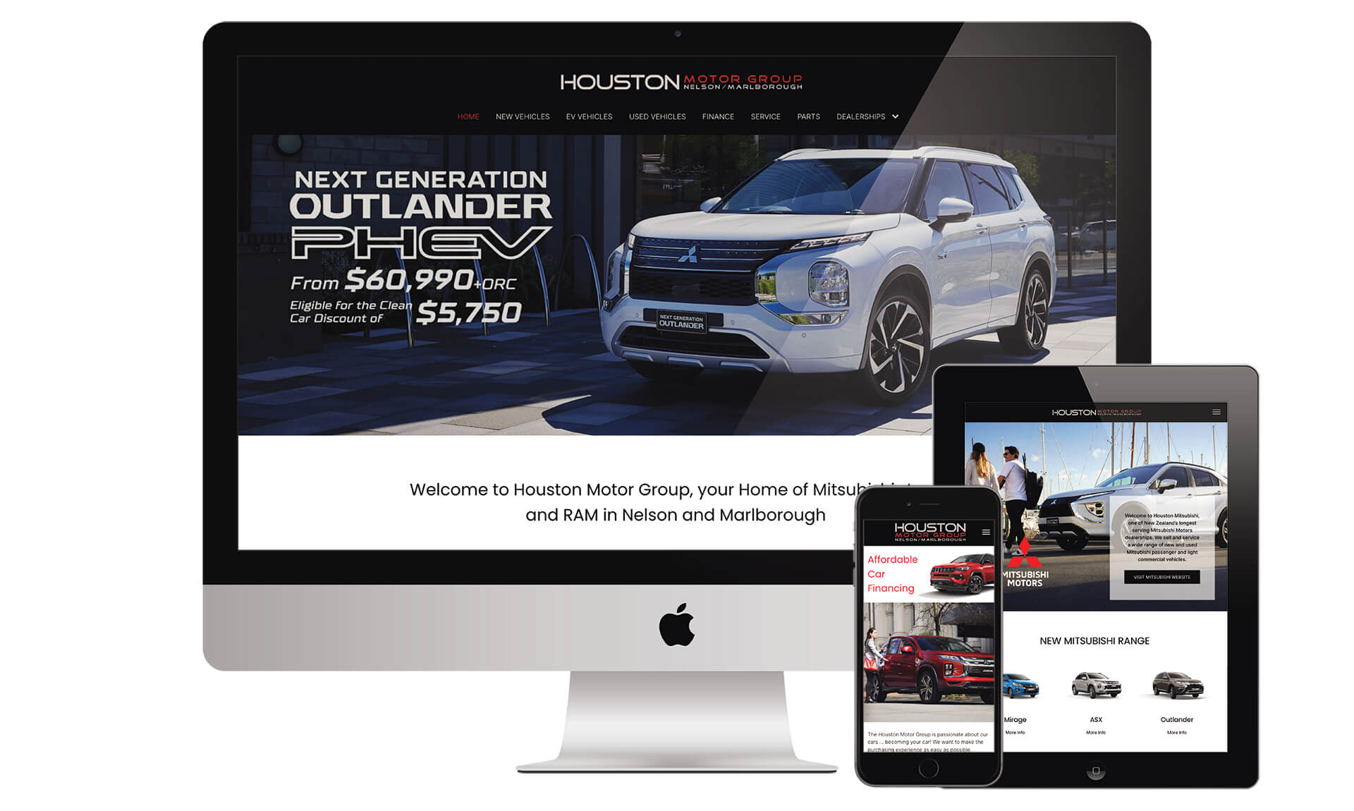 Houston Motor Group website designed by Vanilla Hayes creative graphic design  studio in Blenheim, Marlborough, New Zealand