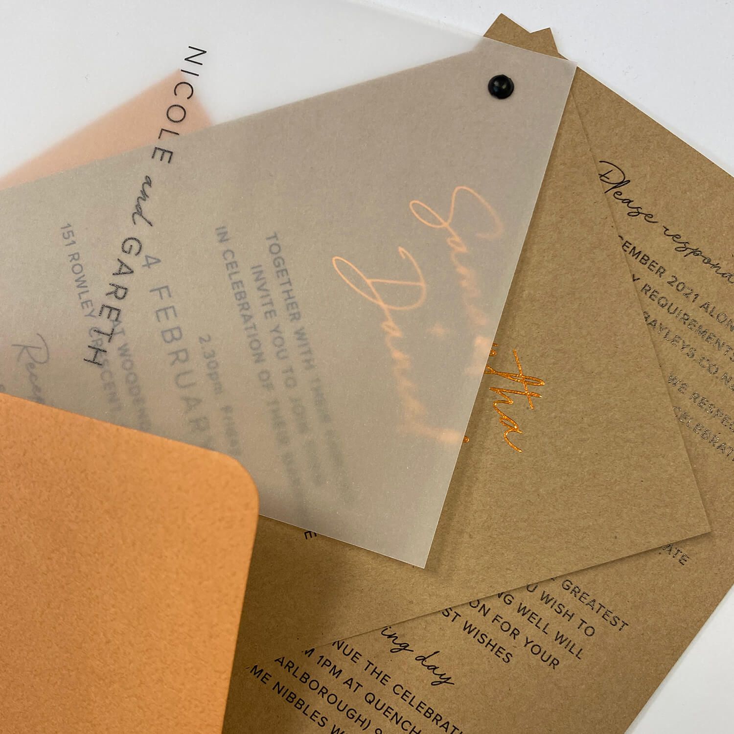 Wedding Invitations designed by Vanilla Hayes creative graphic design  studio in Blenheim, Marlborough, New Zealand