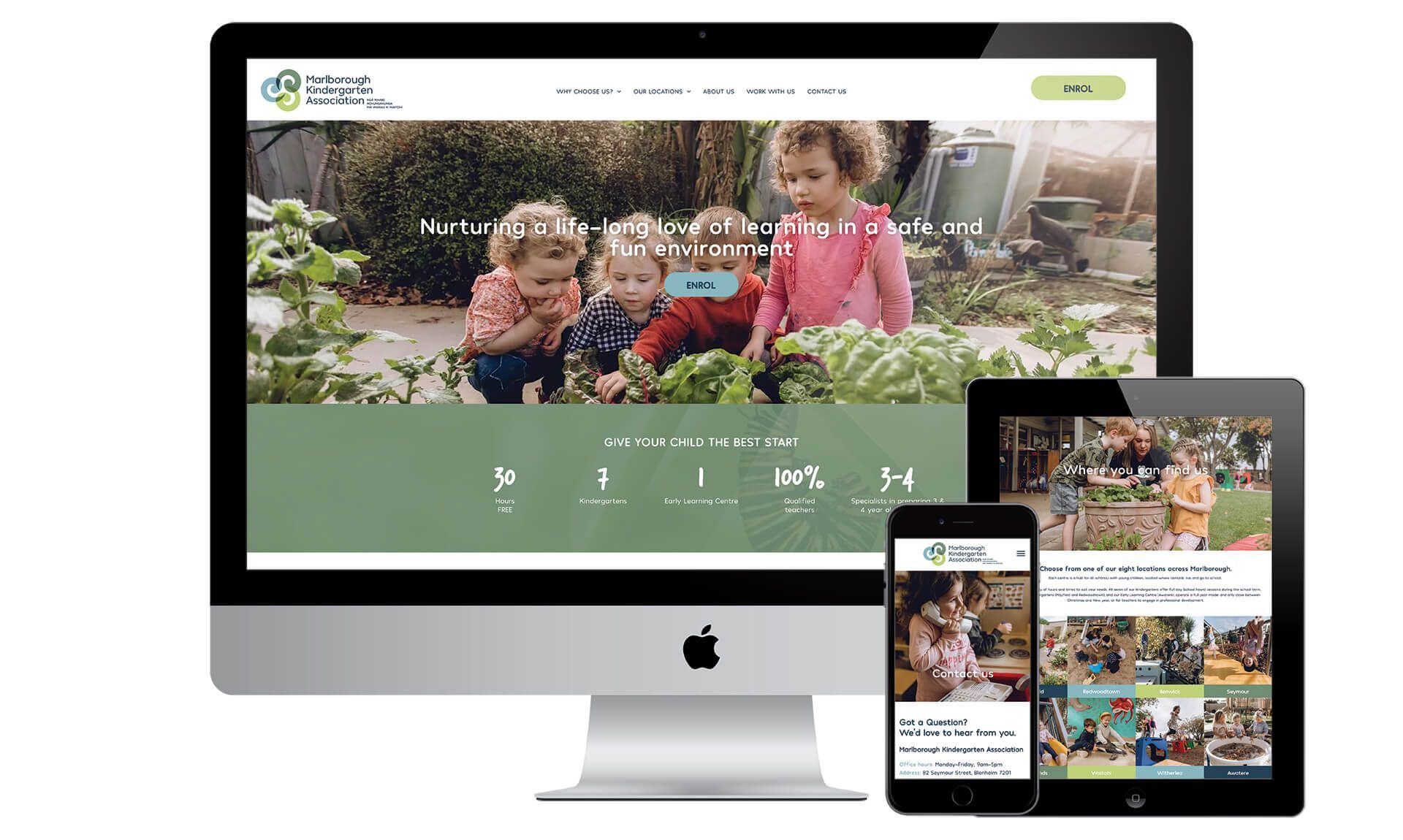 Marlborough Kindergarten Association website designed by Vanilla Hayes creative graphic design  studio in Blenheim, Marlborough, New Zealand