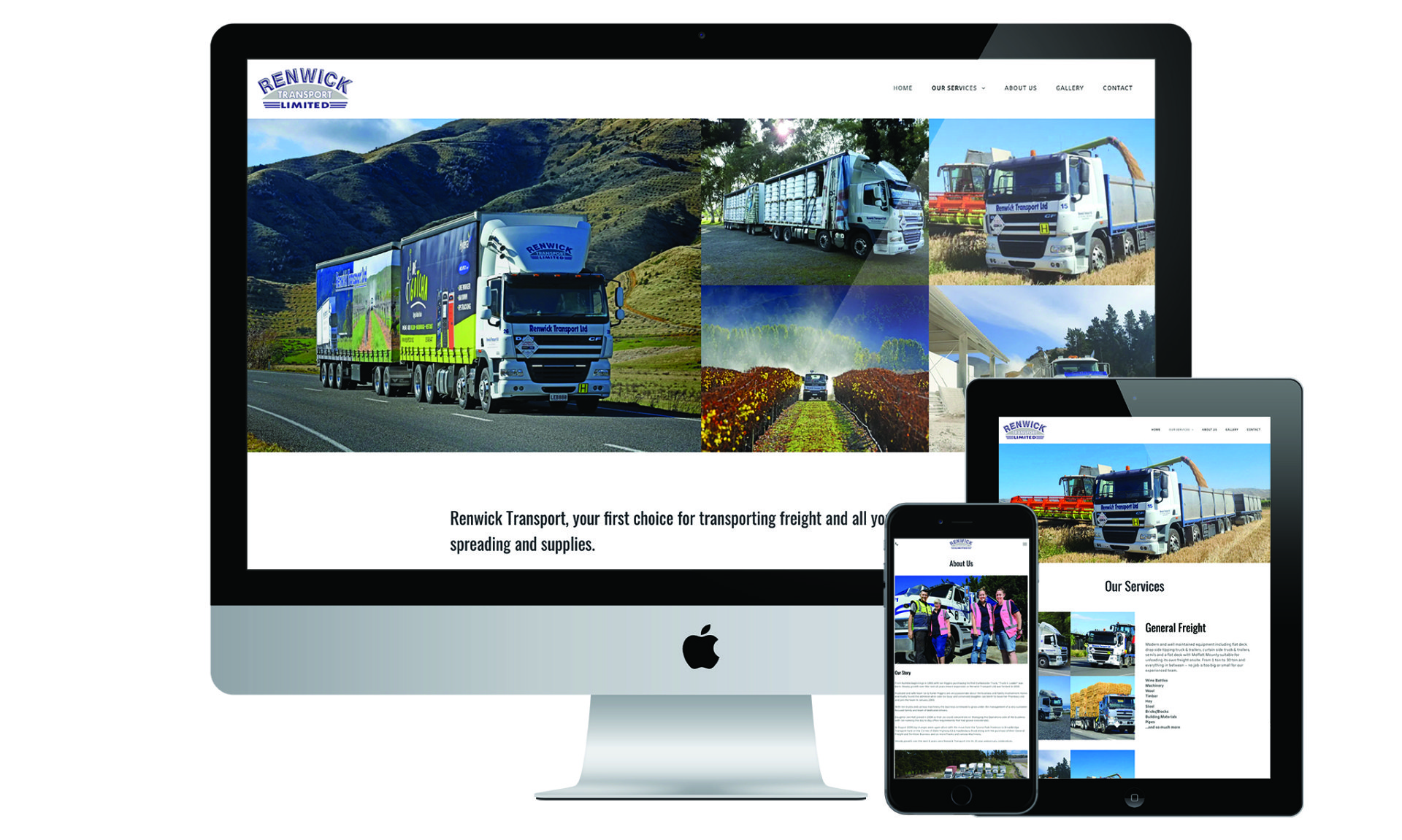 Renwick Transport website designed by Vanilla Hayes creative graphic design  studio in Blenheim, Marlborough, New Zealand