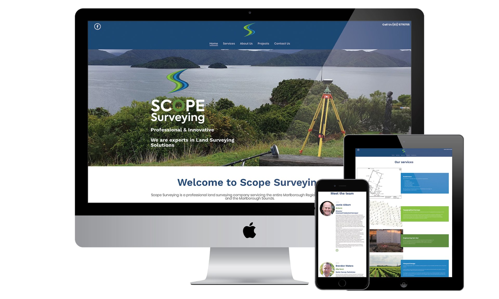 Scope Surveying website designed by Vanilla Hayes creative graphic design  studio in Blenheim, Marlborough, New Zealand