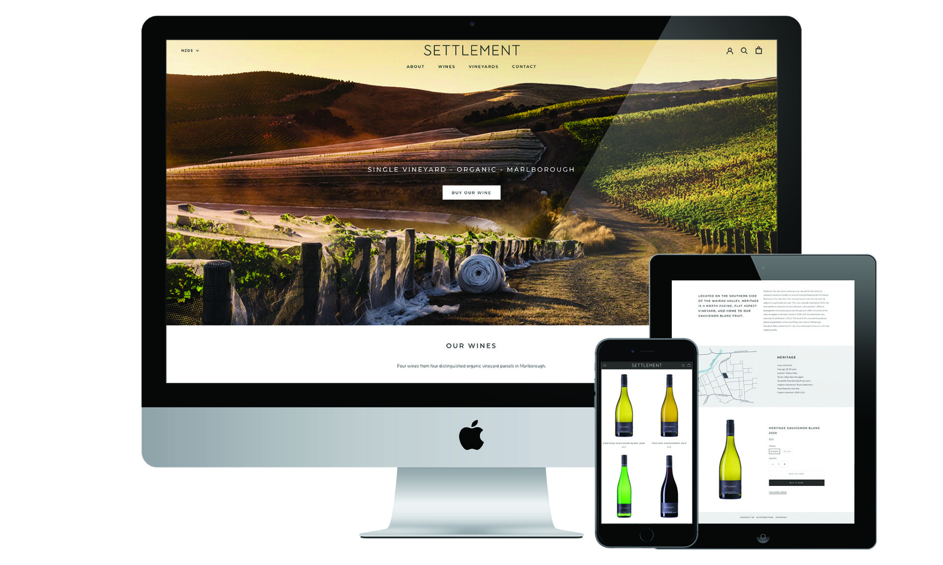 Settlement Wines website designed by Vanilla Hayes creative graphic design  studio in Blenheim, Marlborough, New Zealand