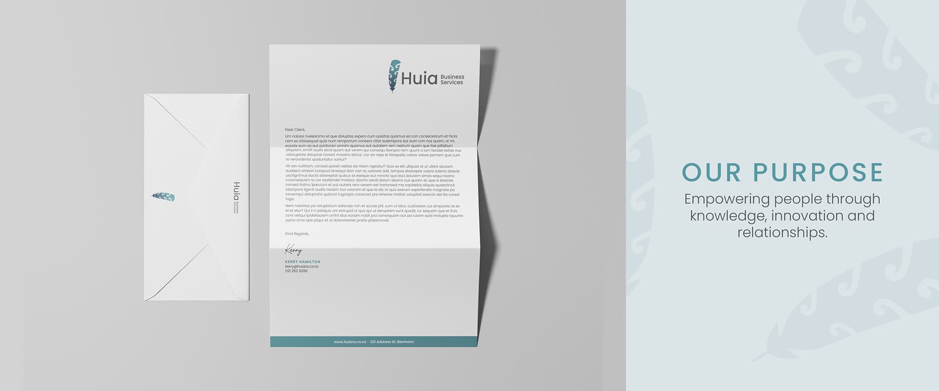 Huia Business Services branding by Vanilla Hayes Ltd in Blenheim, New Zealand