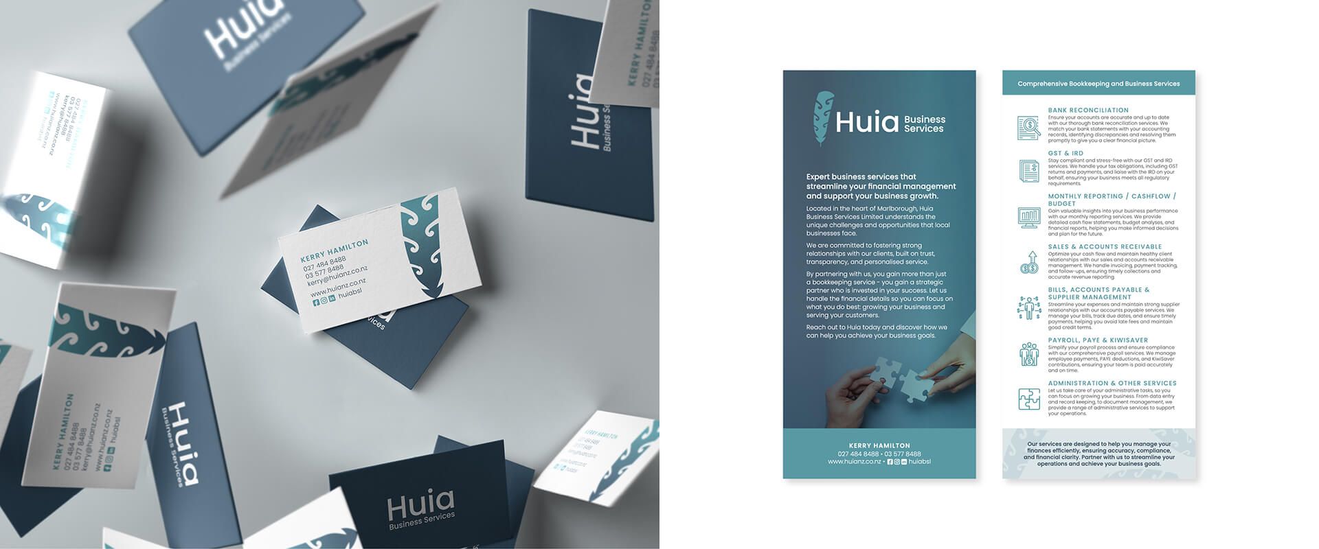 Huia Business Services branding by Vanilla Hayes Ltd in Blenheim, New Zealand