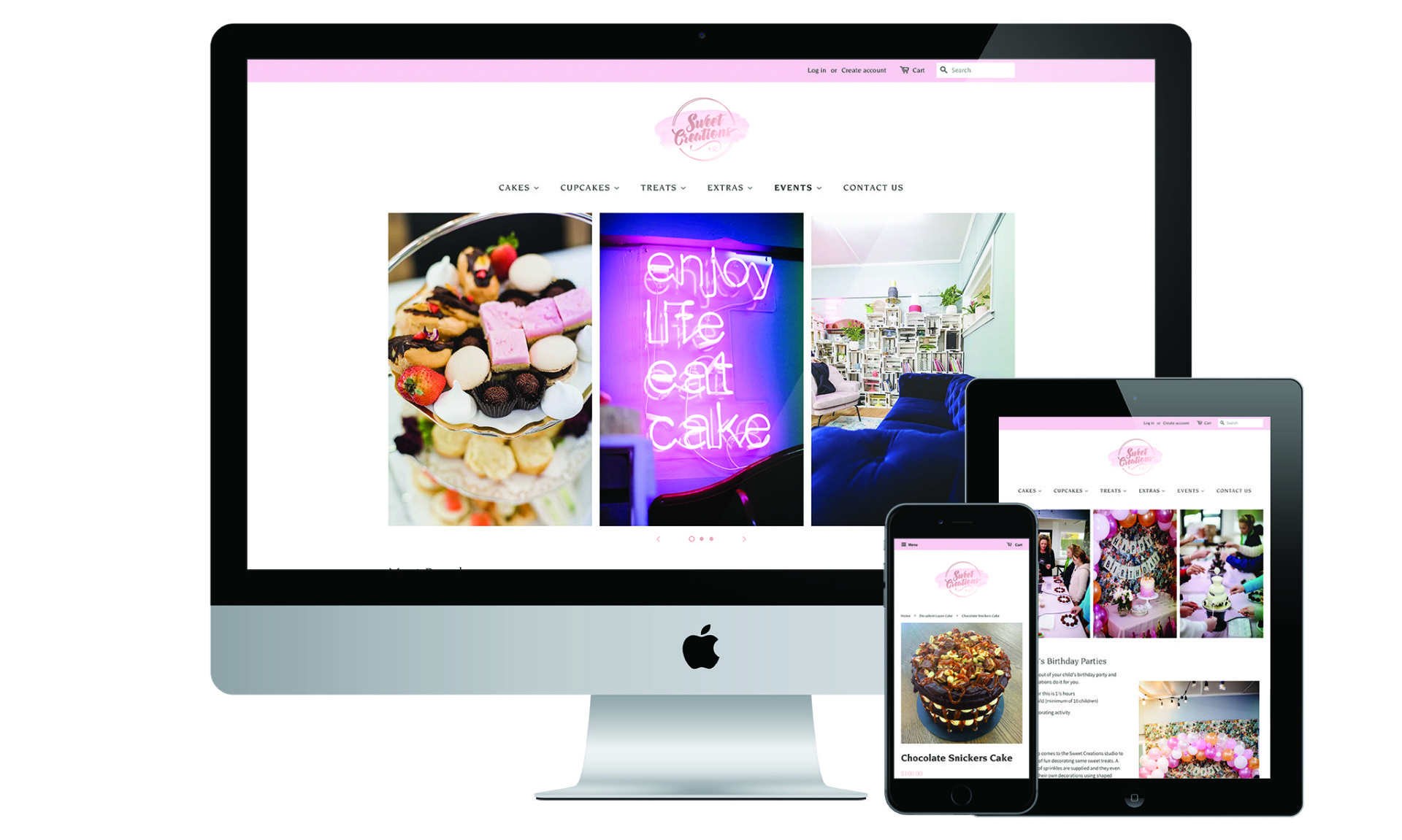 Sweet Creations website designed by Vanilla Hayes creative graphic design  studio in Blenheim, Marlborough, New Zealand