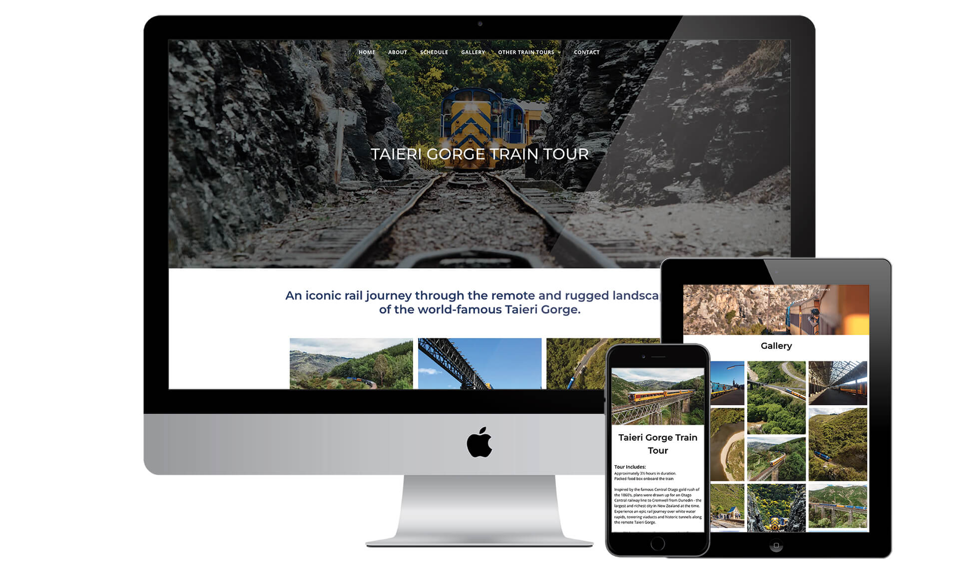 Taieri Gorge Train Tour website designed by Vanilla Hayes creative graphic design  studio in Blenheim, Marlborough, New Zealand