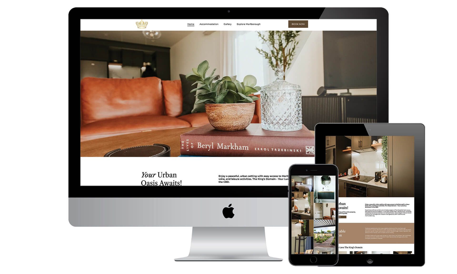 The Kings Domain Accommodation in Blenheim website designed by Vanilla Hayes creative design studio in Blenheim, Marlborough, New Zealand