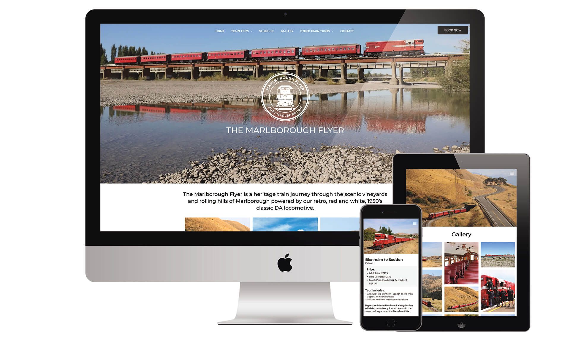 The Marlborough Flyer website designed by Vanilla Hayes creative graphic design  studio in Blenheim, Marlborough, New Zealand