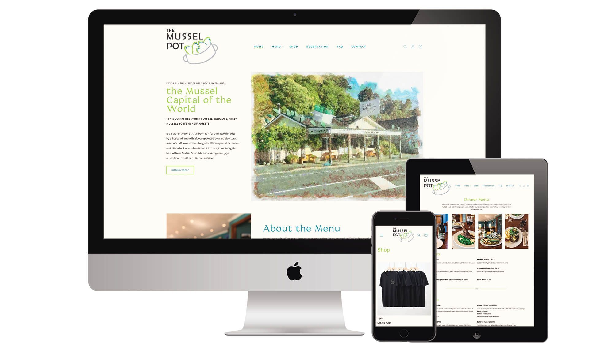 The Mussel Pot website designed by Vanilla Hayes creative design studio in Blenheim, Marlborough, New Zealand