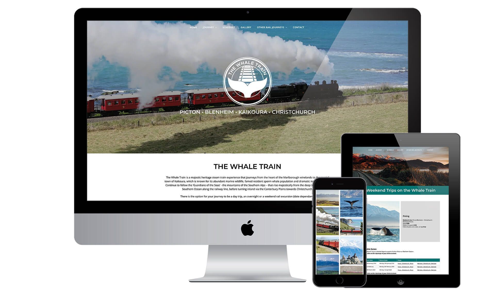 The Whale Train website designed by Vanilla Hayes creative graphic design  studio in Blenheim, Marlborough, New Zealand