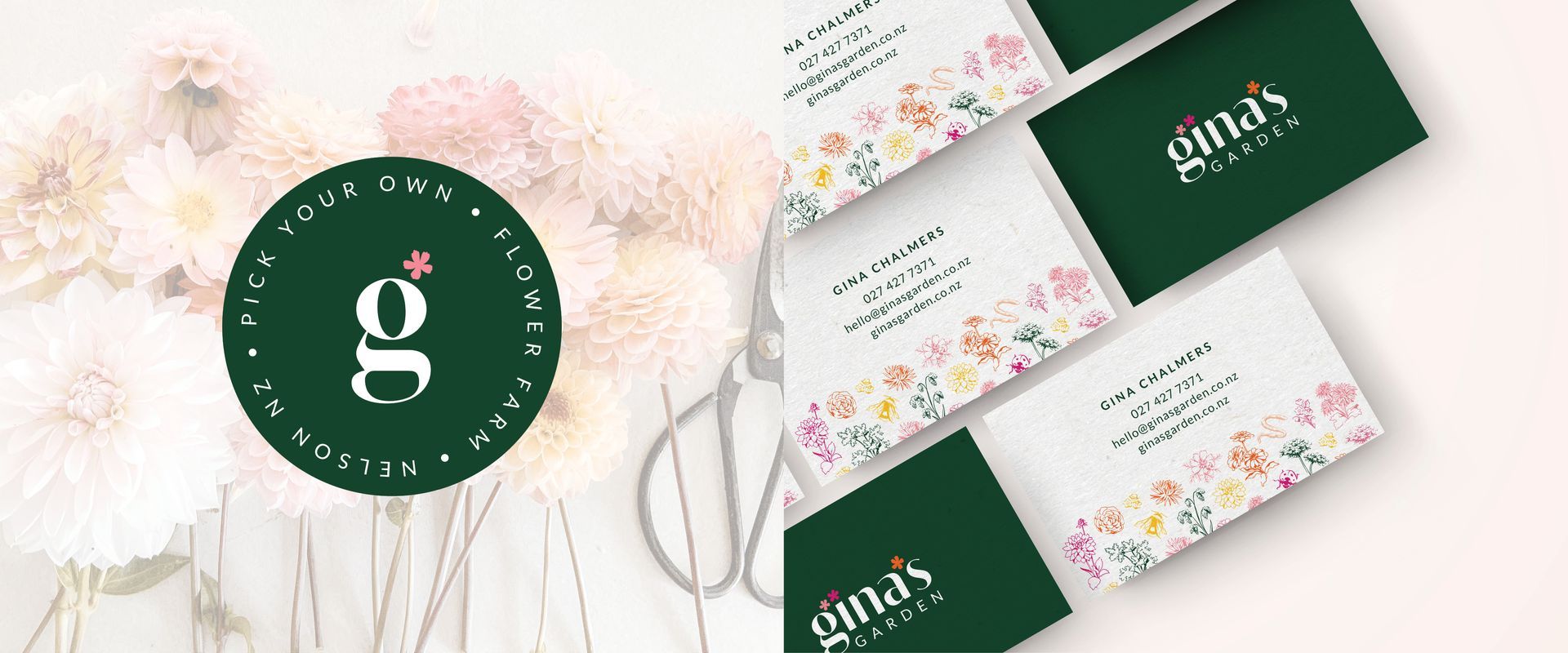 Gina's Garden branding by Vanilla Hayes Ltd in Blenheim, New Zealand