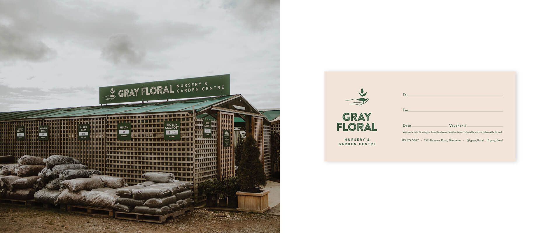Gray Floral branding by Vanilla Hayes Ltd in Blenheim, New Zealand