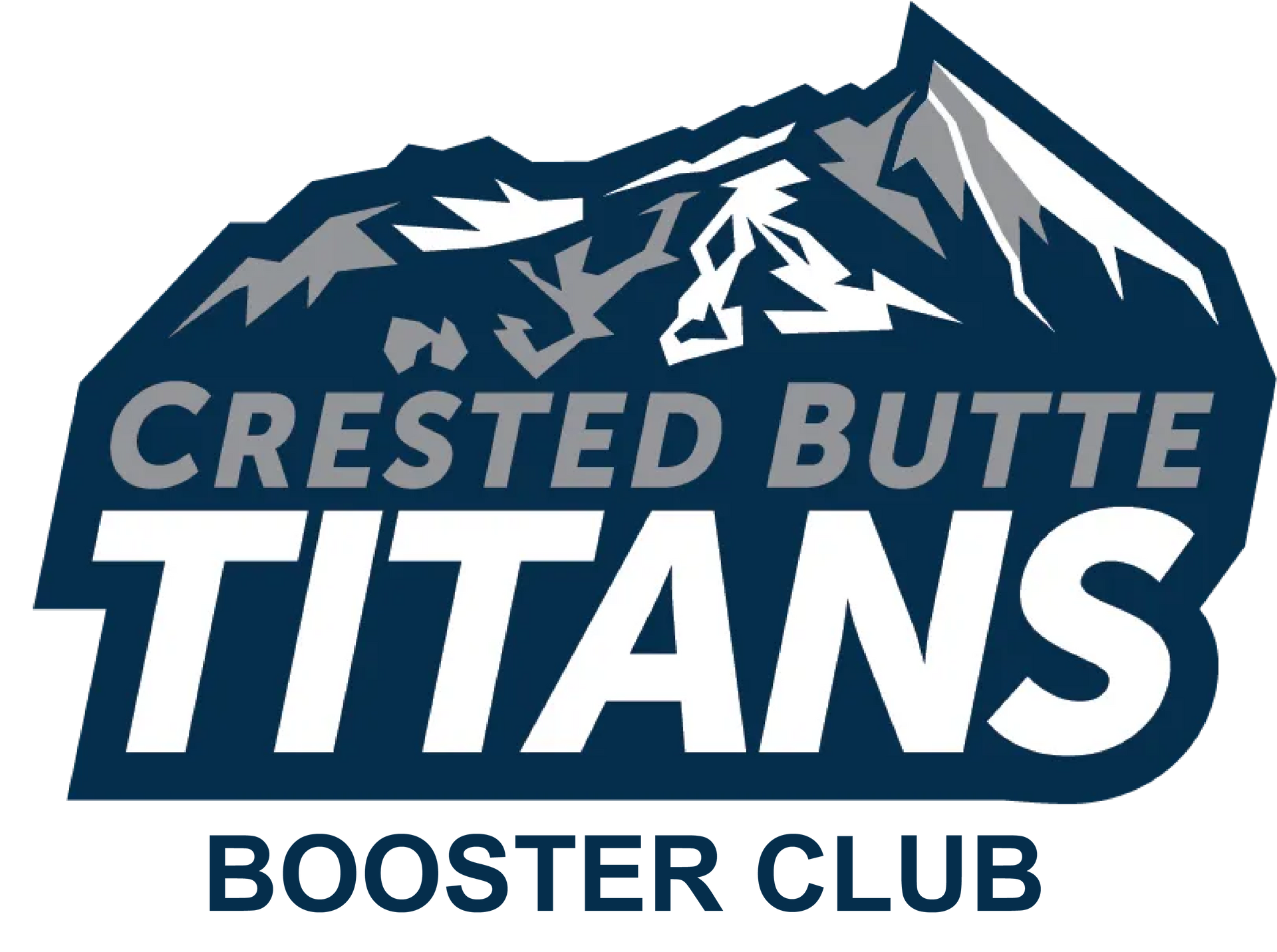 The crested butte titans booster club logo has a mountain in the background.