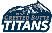 crested butte titans logo with a mountain in the background
