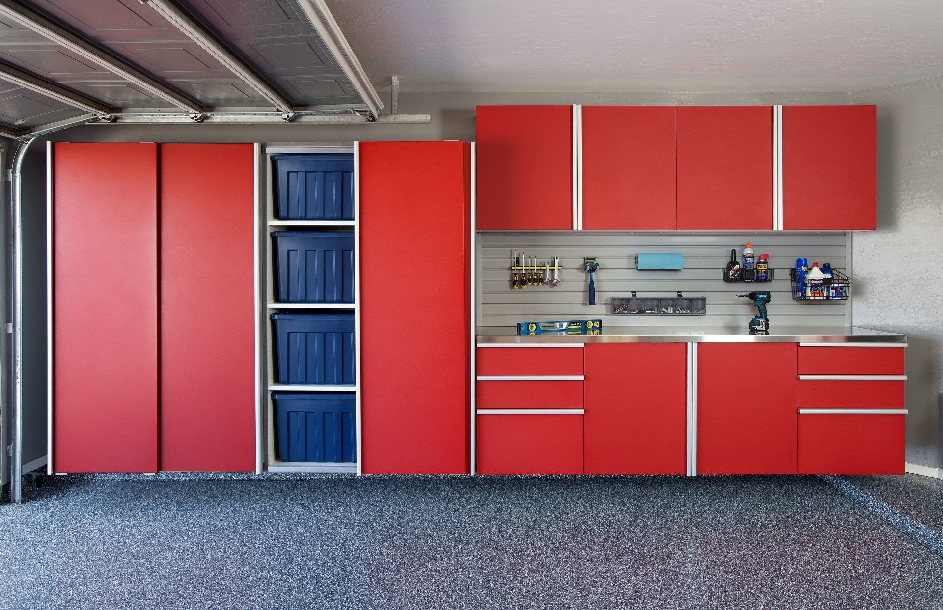 Tech Red Custom Garage Cabinets