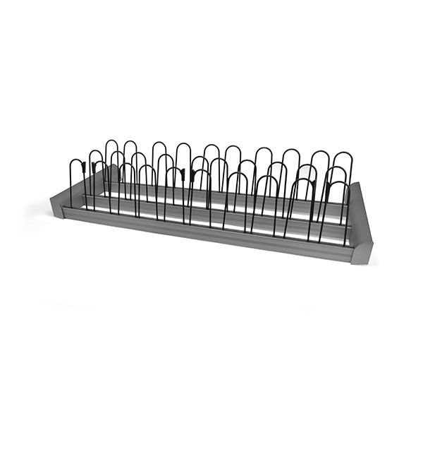 A 3d model of a shoe rack on a white background.