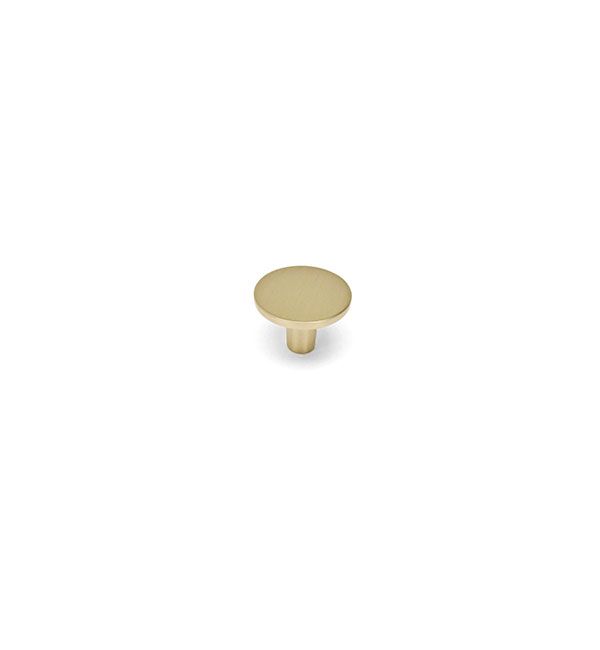 A small brass knob on a white background.