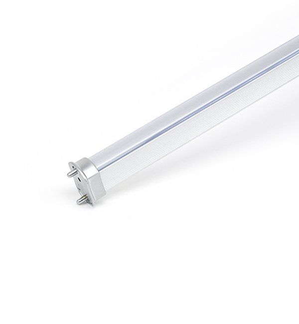 A close up of a light bulb on a white background.