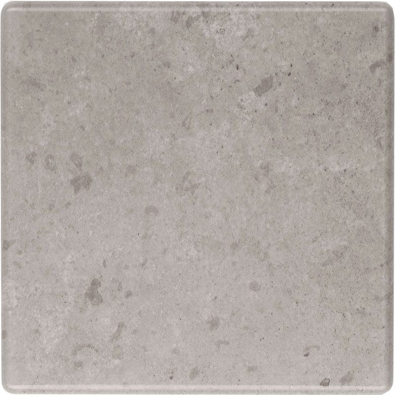 A close up of a square tile with a gray marble texture.