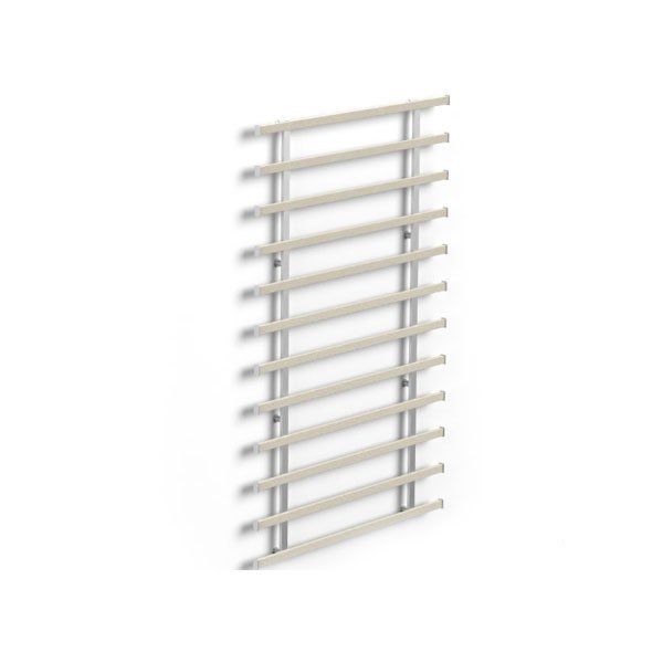 A 3d rendering of a wooden shelf on a white background.