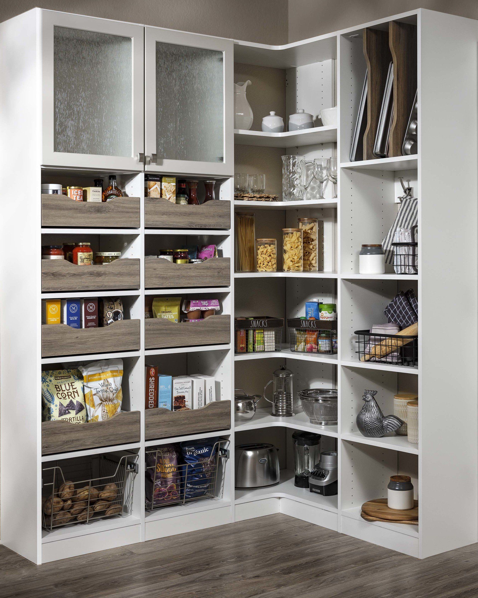 A pantry filled with lots of food including cereal