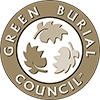 Green Burial Council logo with brown circle and three leaves.