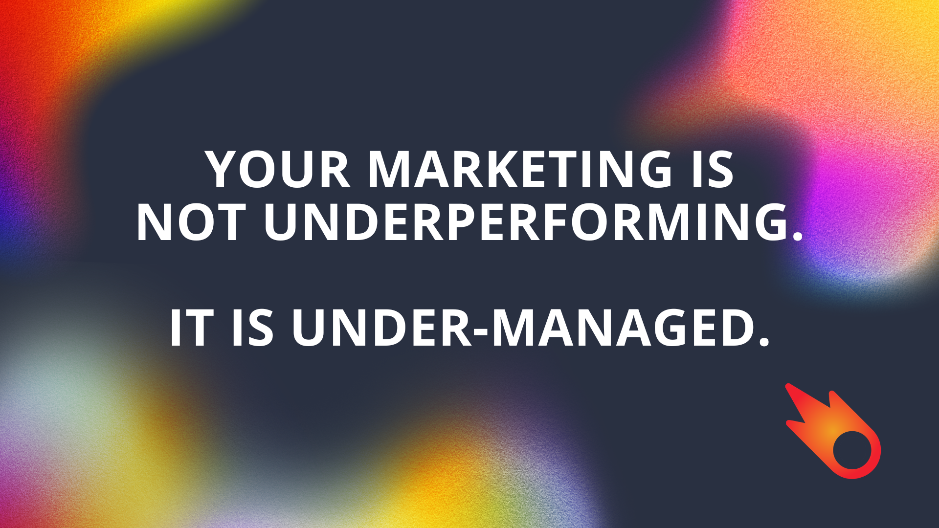 Text on a dark, colorful, blurred background reads: 