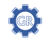 Uma engrenagem azul com a letra gr dentro dela
