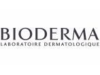 Il logo Bioderma presenta il nome del marchio in un carattere serif sopra la scritta 