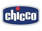 Il logo del marchio Chicco: testo bianco, minuscolo e in grassetto su sfondo blu rettangolare con angoli arrotondati e un punto rosso sopra la 'i'.