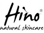 Logo per la linea di prodotti naturali per la cura della pelle Hino, con il nome del marchio in un carattere nero stilizzato.