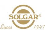 Logo Solgar color oro con un sole stilizzato sopra la scritta 
