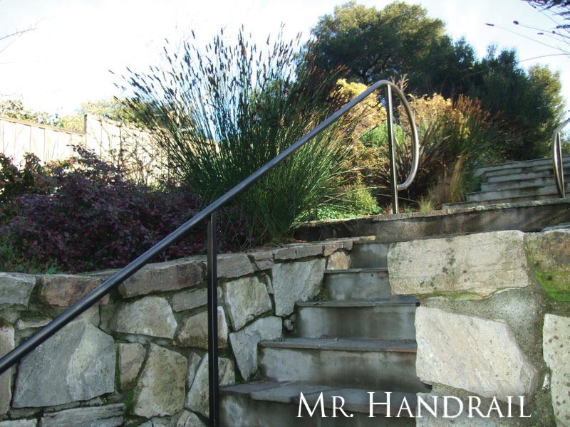 (EX-12) - Inch and a half round garden handrail showcasing long sweeping returns