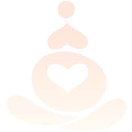 A pregnant woman is sitting in a lotus position with a heart in the middle.