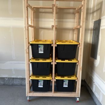 A garage filled with lots of tools and boxes
