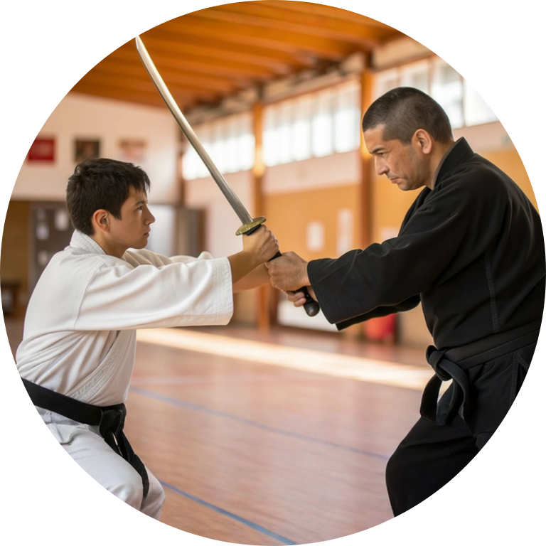A woman is boxing with a man in a gym