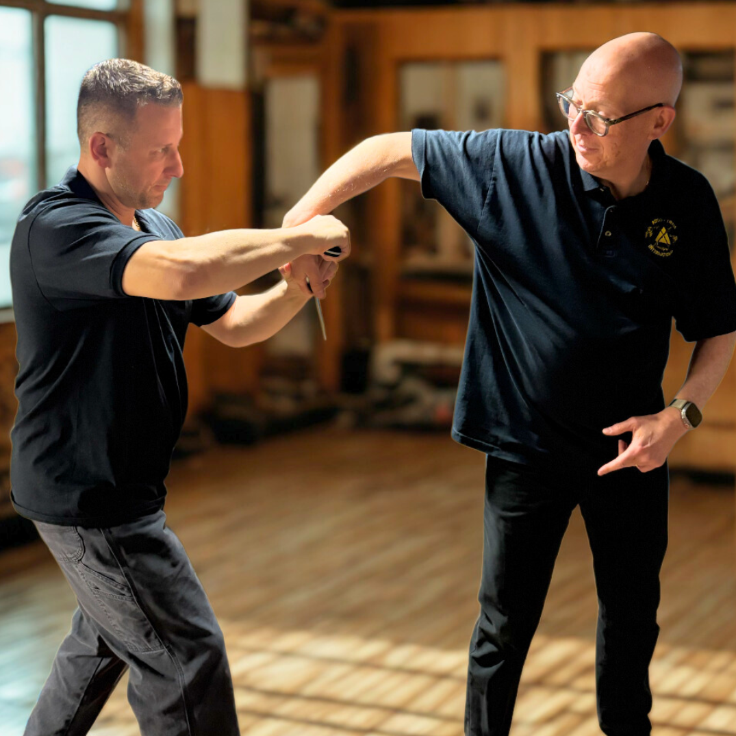 A black and white dog is laying down on a bed