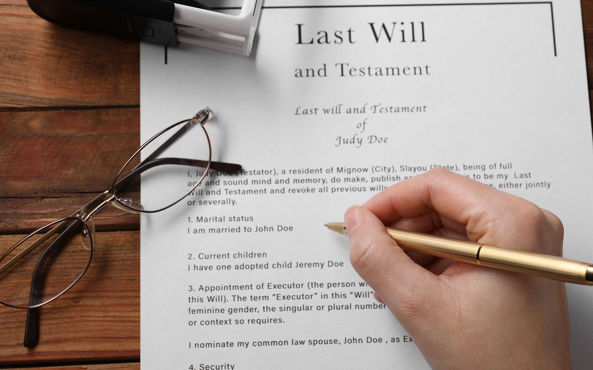 A person signing a 