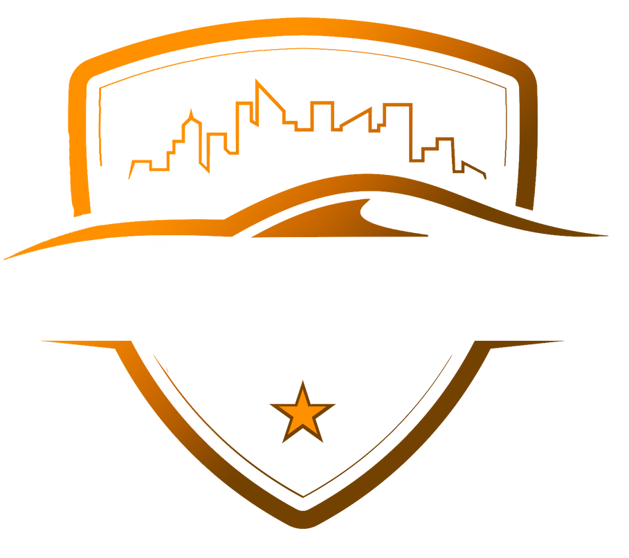 A shield with a car and a star on it.
