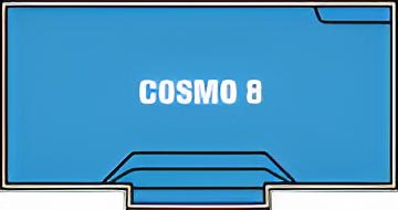 A blue swimming pool with the word cosmo 8 on it. — Steve Merrick Family Swimming Pools in Failford, NSW