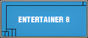 A blue sign that says entertainer 8 on it — Steve Merrick Family Swimming Pools in Failford, NSW