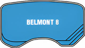 A blue swimming pool with the word belmont 8 on it. — Steve Merrick Family Swimming Pools in Failford, NSW