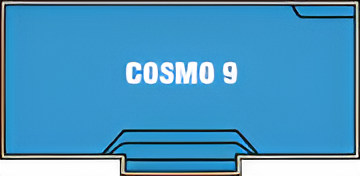 A blue rectangle with the word cosmo 9 on it. — Steve Merrick Family Swimming Pools in Failford, NSW